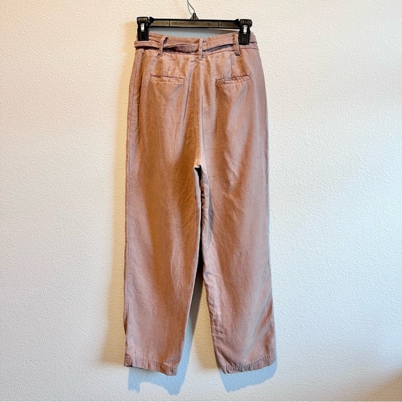Aritzia Wilfred Cauchy Linen Blend High Rise Belted Cropped Pants Brown Size 4 - Picture 6 of 10